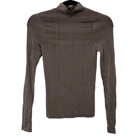 Free People intimately free brown shiny turtleneck shirt women’s size XS/S - Picture 1 of 4